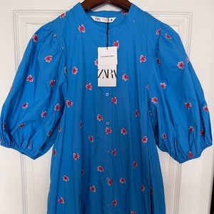 ZARA MARIE EMBROIDERED FLORAL DRESS BLUE SPRING COLLECTION - NEW